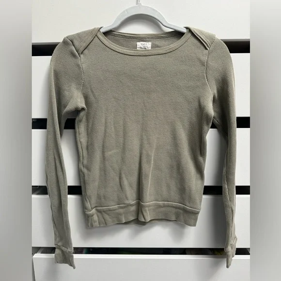 RVCA Junior Sedona Long Sleeved Thermal T-Shirt Army Green Size Small - Picture 3 of 7